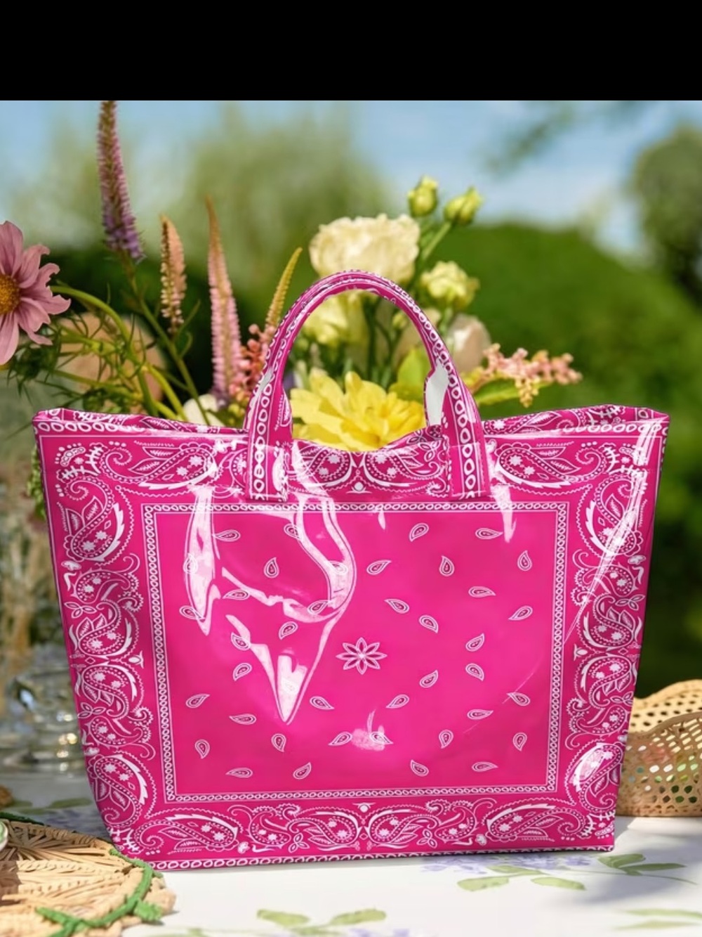 Hot Pink Bandana-Print Tote Bag
